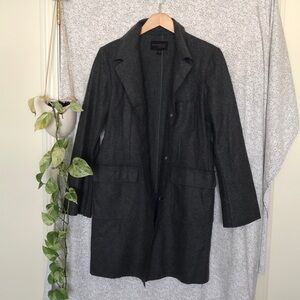 Express grey wool coat with raw edges